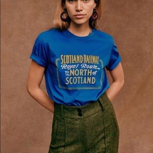Sezane Scottish Railway T shirt small